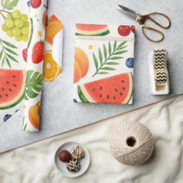 Sommer-Fruchtmuster Stoff | Tropische Wassermelone Geschenkpapier