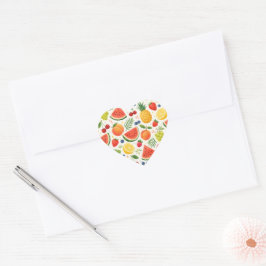 Sommer-Fruchtmuster Stoff | Tropische Wassermelone Herz-Aufkleber