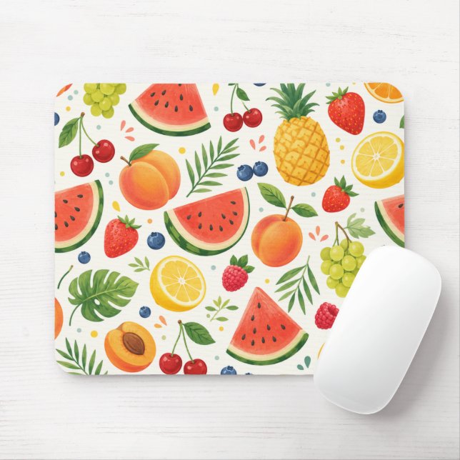 Sommer-Fruchtmuster Stoff | Tropische Wassermelone Mousepad (Mit Mouse)