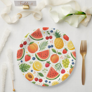Sommer-Fruchtmuster Stoff Tropische Wassermelone Pappteller