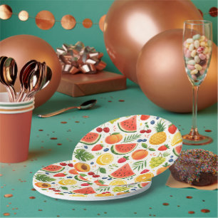 Sommer-Fruchtmuster Stoff Tropische Wassermelone Pappteller