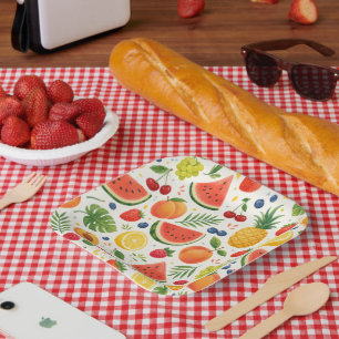 Sommer-Fruchtmuster Stoff Tropische Wassermelone Pappteller