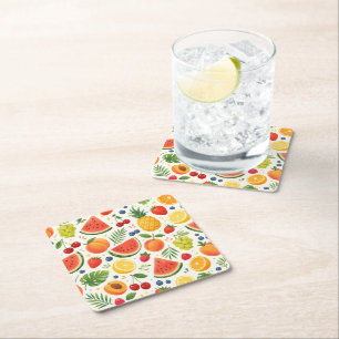 Sommer-Fruchtmuster Stoff Tropische Wassermelone Rechteckiger Pappuntersetzer