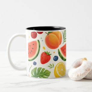 Sommer-Fruchtmuster Stoff Tropische Wassermelone Zweifarbige Tasse