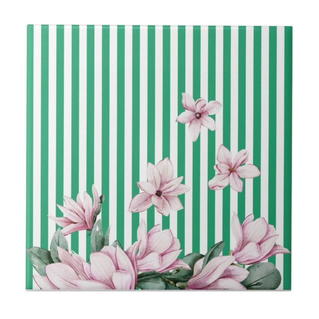 Sommer, Frühling, Magnolienprint Fliese (Vorderseite)