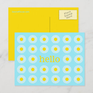Sommer-Gänseblümchen Blau und Gelb Hallo Postkarte