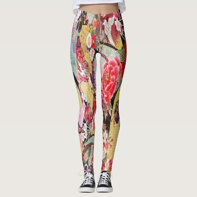 Sommer-Geisha-Gärten Leggings (Vorderseite)