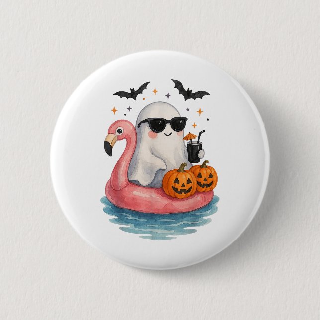 Sommer-Geist-Wasserfarbe Süßer Geist Mit Flamingo  Button (Vorderseite)