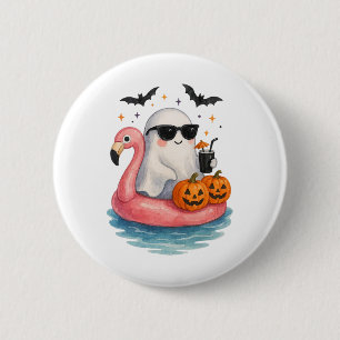 Sommer-Geist-Wasserfarbe Süßer Geist mit Flamingo Button
