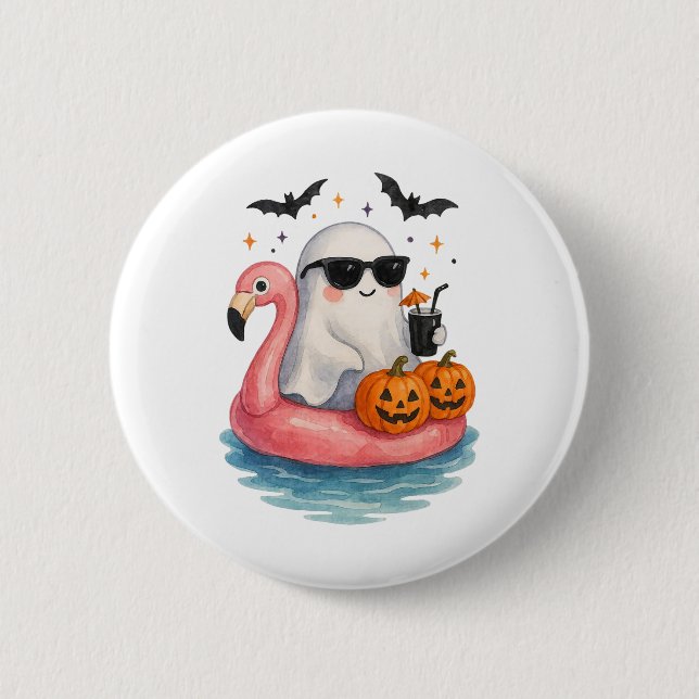 Sommer-Geist-Wasserfarbe Süßer Geist mit Flamingo  Button (Vorderseite)