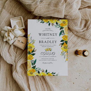 Sommer Gelbe Zitrone Florale Hochzeit Einladung