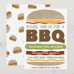 Sommer-Grillparty-Hamburger im Hinterhof Design Einladung