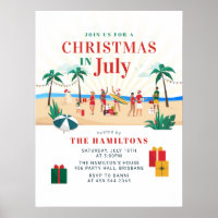 Sommer-Grillparty-Weihnachten im Juli Einladung