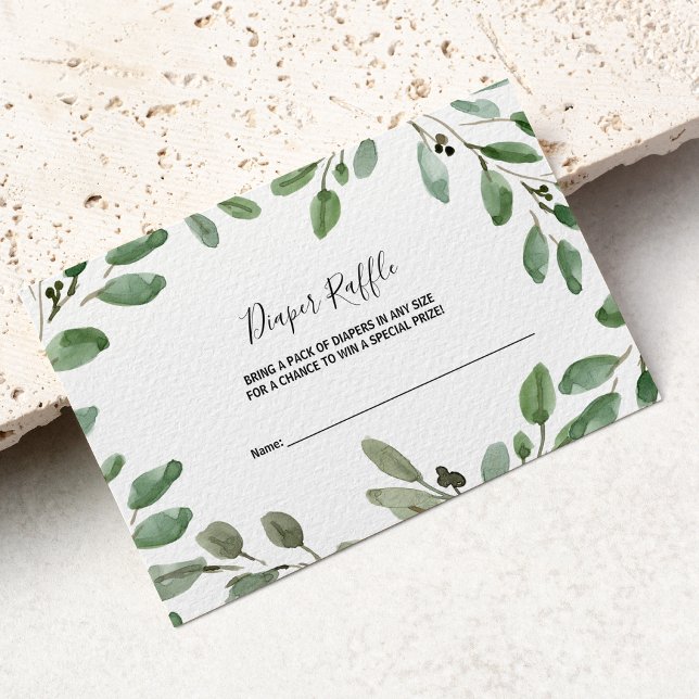 Sommer Grüne tropische Eukalyptus Diaper Raffle Begleitkarte (Von Creator hochgeladen)