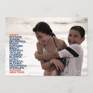 Sommer-Gruß-Adjektive flach Karte