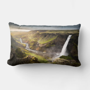 Sommer Haifoss Wasserfall-  in Island Lendenkissen