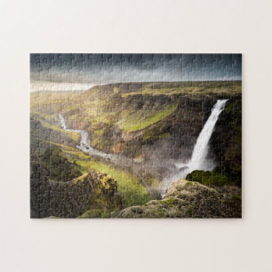 Sommer Haifoss Wasserfall-  in Island Puzzle