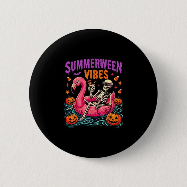 Sommer Halloween Skelett Kostüm gruselig Button (Vorderseite)