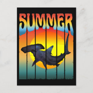 SOMMER-HAMMERHAI-SUNNENUNTERGANG POSTKARTE