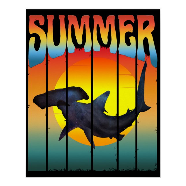SOMMER-HAMMERHAIHAI SONNENUNTERGANG POSTER (Vorderseite)