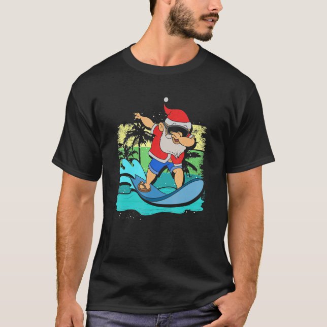 Sommer Hawaiianischer Weihnachtsmann surfen Weihna T-Shirt (Vorderseite)