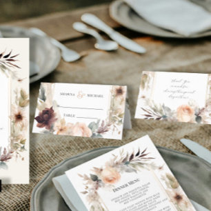 Sommer Herbst Mute BOHO Blumenhochzeit Empfang Platzkarte