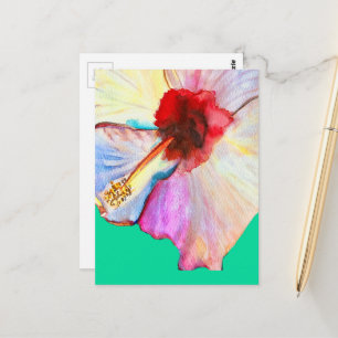 Sommer-Hibiskus-Aquarellkunst Postkarte