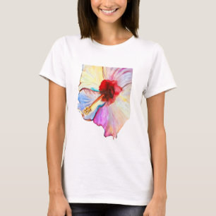Sommer-Hibiskus-Aquarellkunst T-Shirt