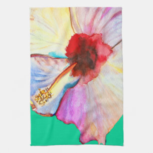 Sommer Hibiskus blühend Geschirrtuch