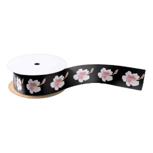 Sommer-Hibiskus-Hand-Wasserfarbe Rosa Floral Satinband