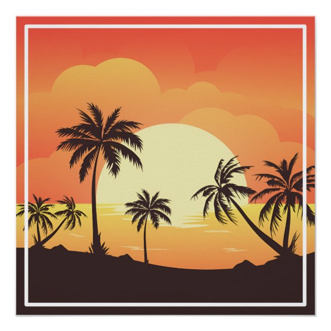 Sommer Hintergrund mit Palmen-32134 Poster (Vorderseite)
