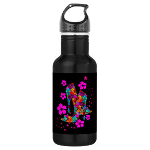 Sommer-Hochhack Schuhe Heiße Rosa Blumen Edelstahlflasche