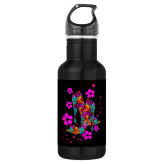 Sommer-Hochhack Schuhe Heiße Rosa Blumen Edelstahlflasche