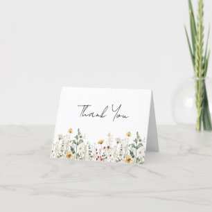 Sommer Hochzeit auf einem Feld mit Wildblumen Dankeskarte