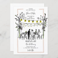 Sommer Hochzeitshandgezeichnete Lichter im Freien