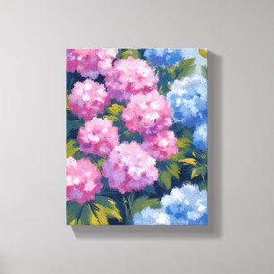 Sommer Hortensien Rosa und blaue Küstenblumen Leinwanddruck