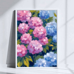 Sommer Hortensien   Rosa und Blaue Küstenblumen Poster