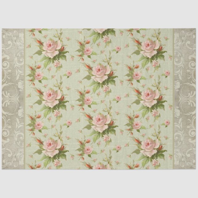 Sommer Hütte Rosenstrahlen Holzdekoupage Seidenpapier (Vorderseite)