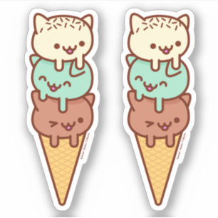 SOMMER ICE CREAM CONE Cat Stickers Aufkleber
