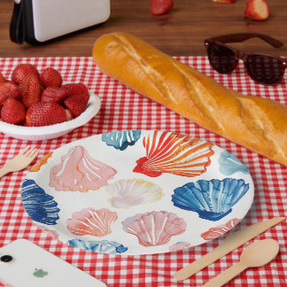 Sommer im Prepstyle - Papierplatten mit Muschelmus Pappteller