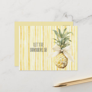 Sommer im Sonnengelb Streifen Ananas Postkarte