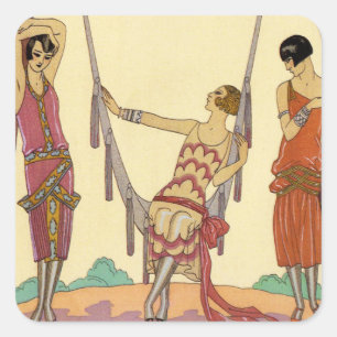 Sommer in den Frankreich-Kunst-Deko-Aufklebern Quadratischer Aufkleber