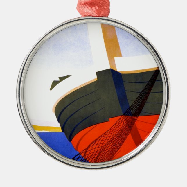 Sommer in Italien Vintage Travel Silbernes Ornament (Vorne)