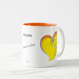 Sommer in Liebe-Sonne & Strand Herz-Eigener Name Zweifarbige Tasse