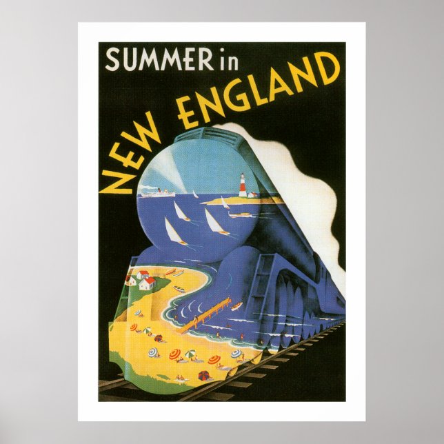 Sommer in Neuengland (weiß) Poster (Vorne)