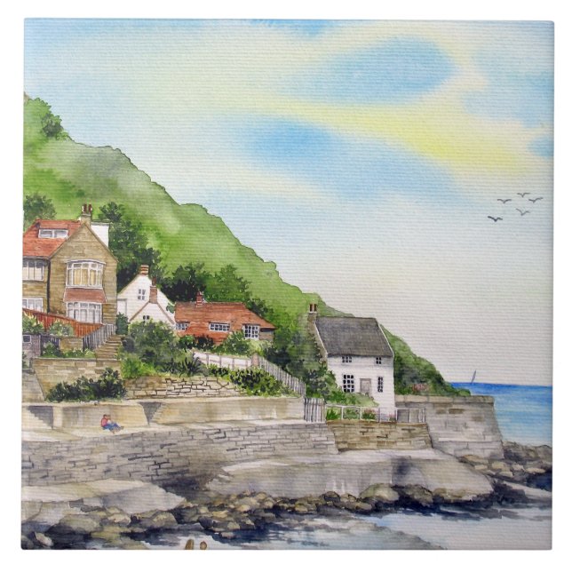 Sommer in Runswick Bay England Farida Greenfield Fliese (Vorderseite)