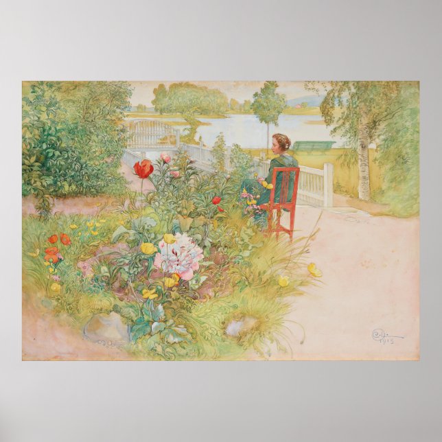 Sommer in Sundborn von Carl Larsson Poster (Vorne)