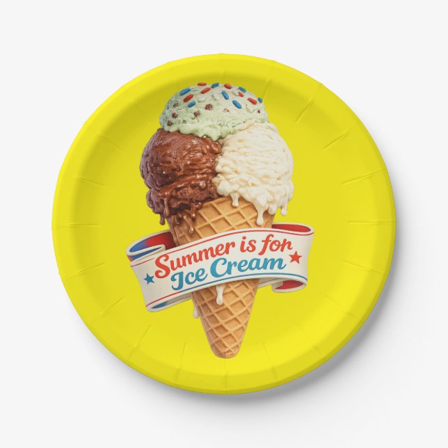 Sommer ist für Eiscreme Pappteller (Vorderseite)