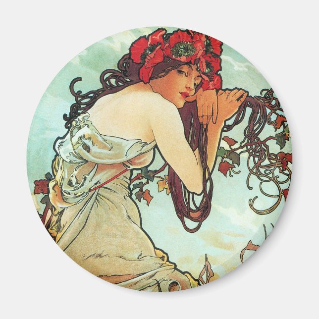 Sommer, Jahreszeiten, Mucha Magnet (Vorne)
