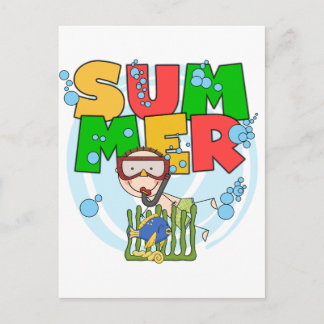 SOMMER - Junge T - Shirt und Geschenke unter Wasse Postkarte